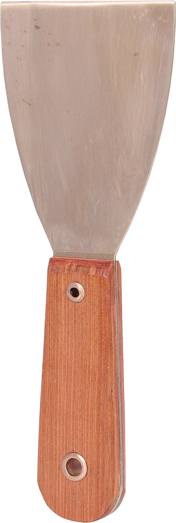 Ein Metallschaber mit einem Holzgriff. Ideal zum Entfernen von Farbe oder Schmutz von Oberflächen.