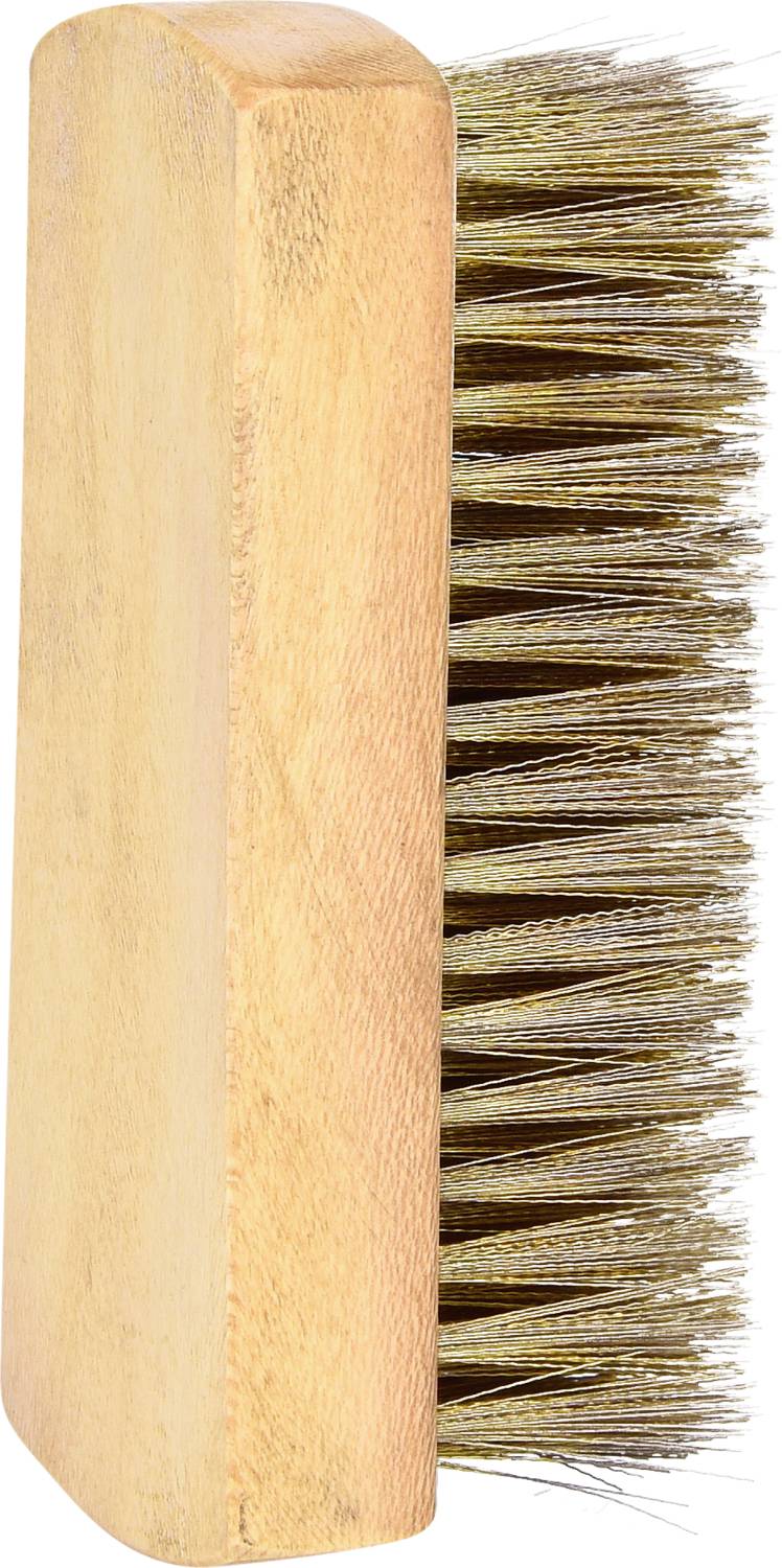 Holzbürste mit dichten, festen Borsten, ideal zum Reinigen von Schuhen oder Textilien.