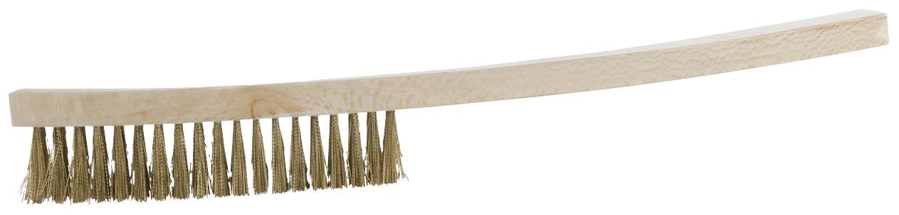 Eine lange Holzbürste mit starren Borsten, geeignet zum Reinigen schwer erreichbarer Stellen.