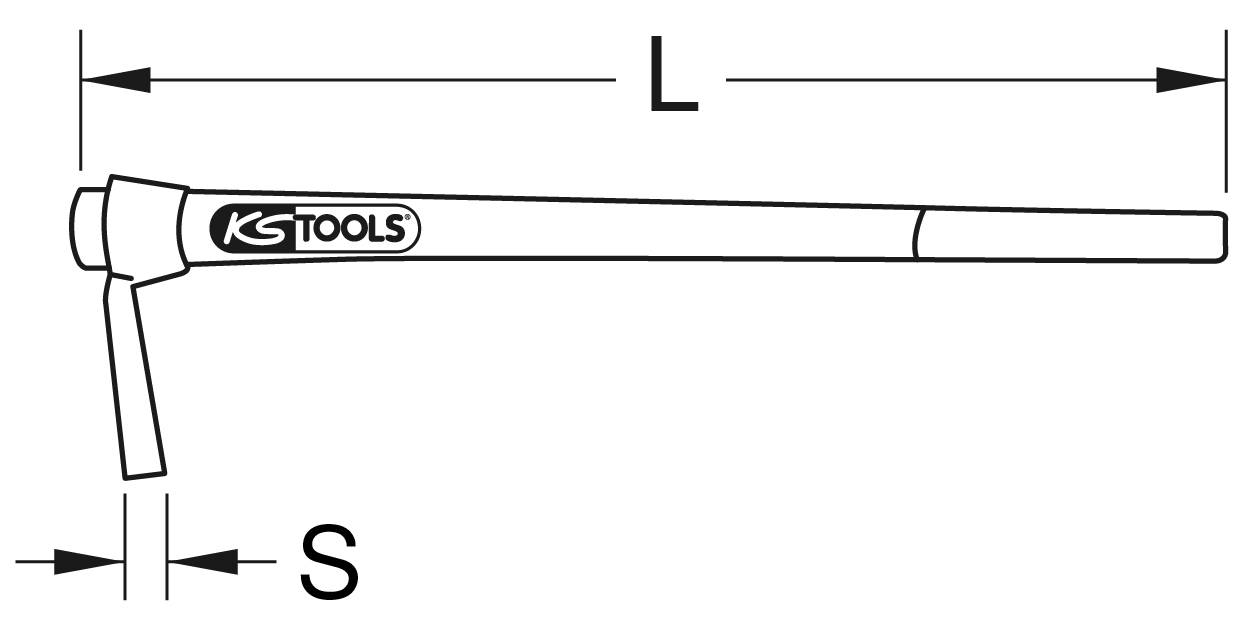 Abgebildet ist ein Schraubenschlüssel mit Hebel. Der Hebel ist als langer, gerader Arm dargestellt, um größere Kraft auszuüben.