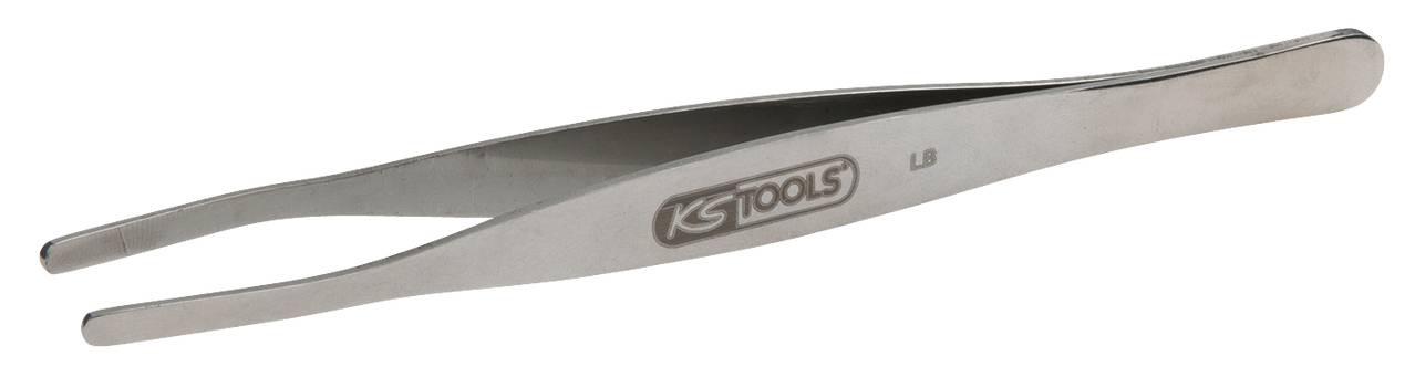 Eine gerade Edelstahlpinzette mit der Aufschrift 'KS TOOLS'.