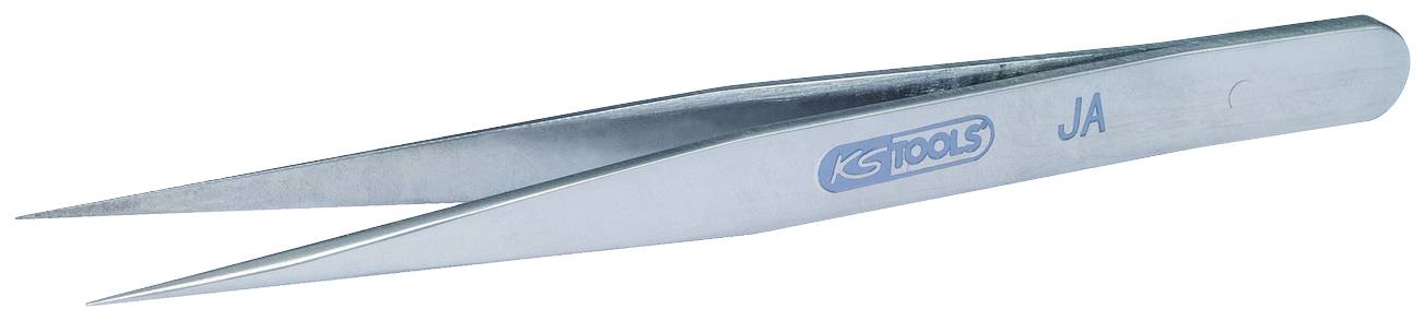 Silberne Metallpinzette mit spitzen Enden, geeignet für präzise Handarbeiten oder Feinmechanik.