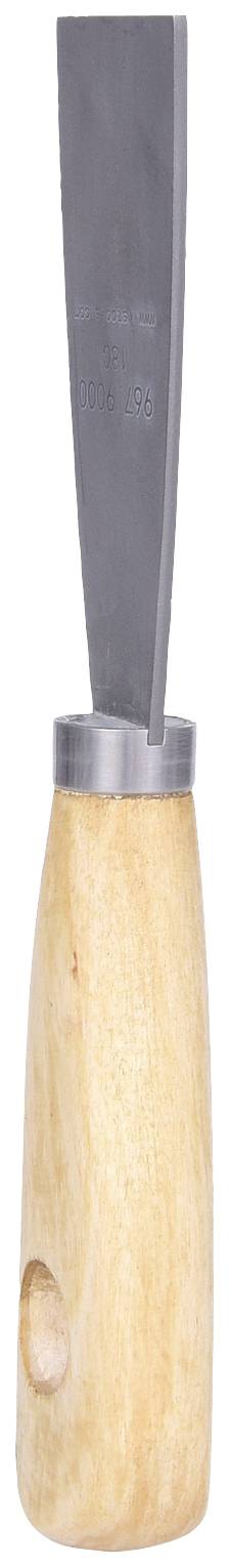 Holzmeißel mit breiter Metallklinge und glattem Holzgriff, geeignet für Holzschnitzarbeiten.