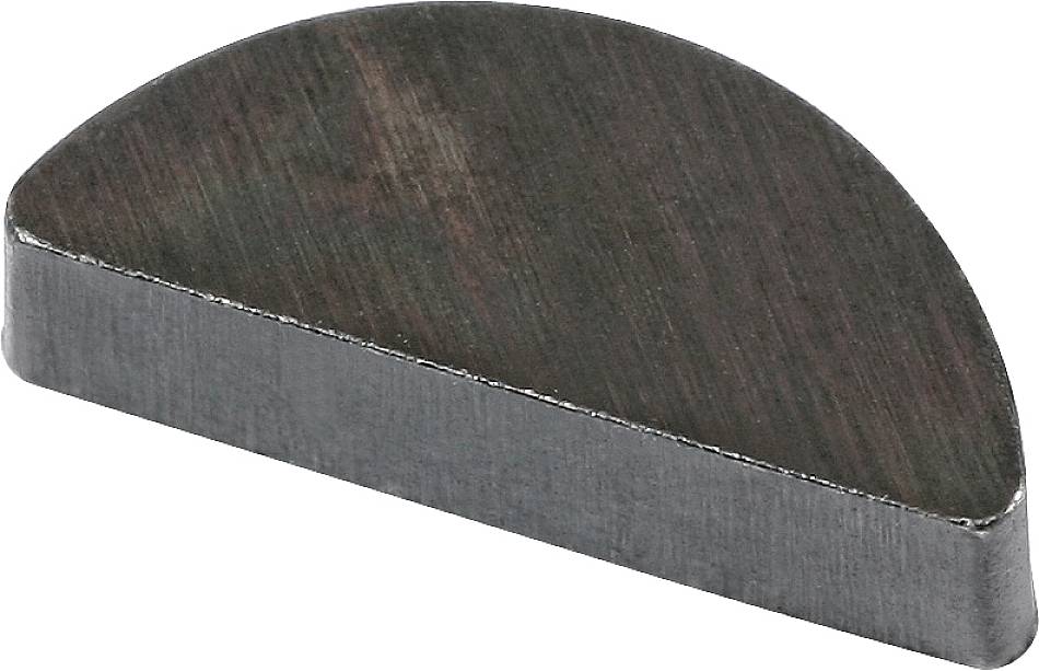 Ein halbrundes, metallisches Bauteil, das als Keil für Maschinenteile oder mechanische Verbindungen dient. Blanke, glatte Oberfläche.