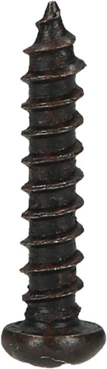 Schwarze Schraube mit scharfer Spitze und spiralförmigem Gewinde.