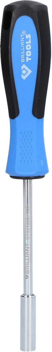 Ein blauer Schraubendreher mit schwarzem Griff und metallischer Spitze, geeignet für Sechskantschrauben.