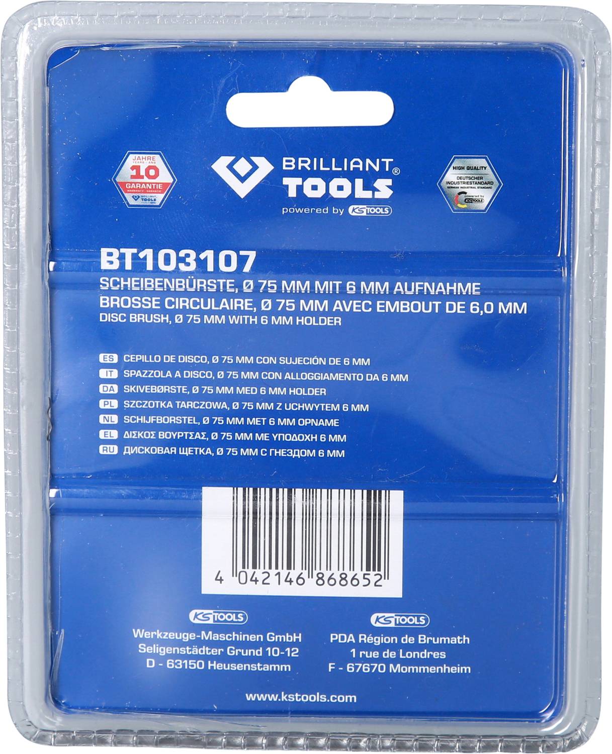 Brilliant Tools Scheibenbürste, Ø 75 mm mit 6 mm Aufnahme BT103107 BT103107 1 St.