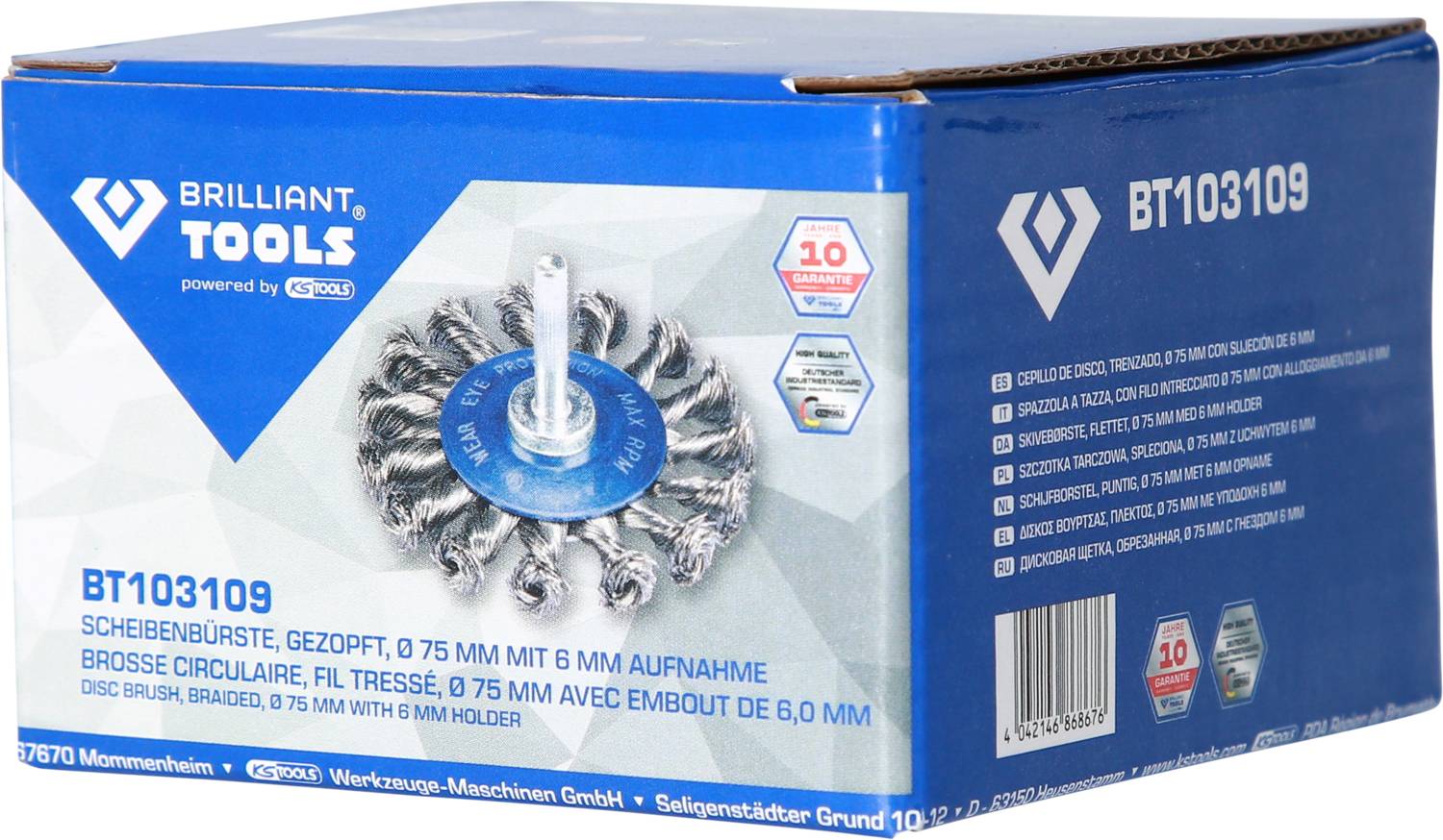 Brilliant Tools Scheibenbürste, gezopft, Ø 75mm mit 6mm Aufnahme BT103109 1St.