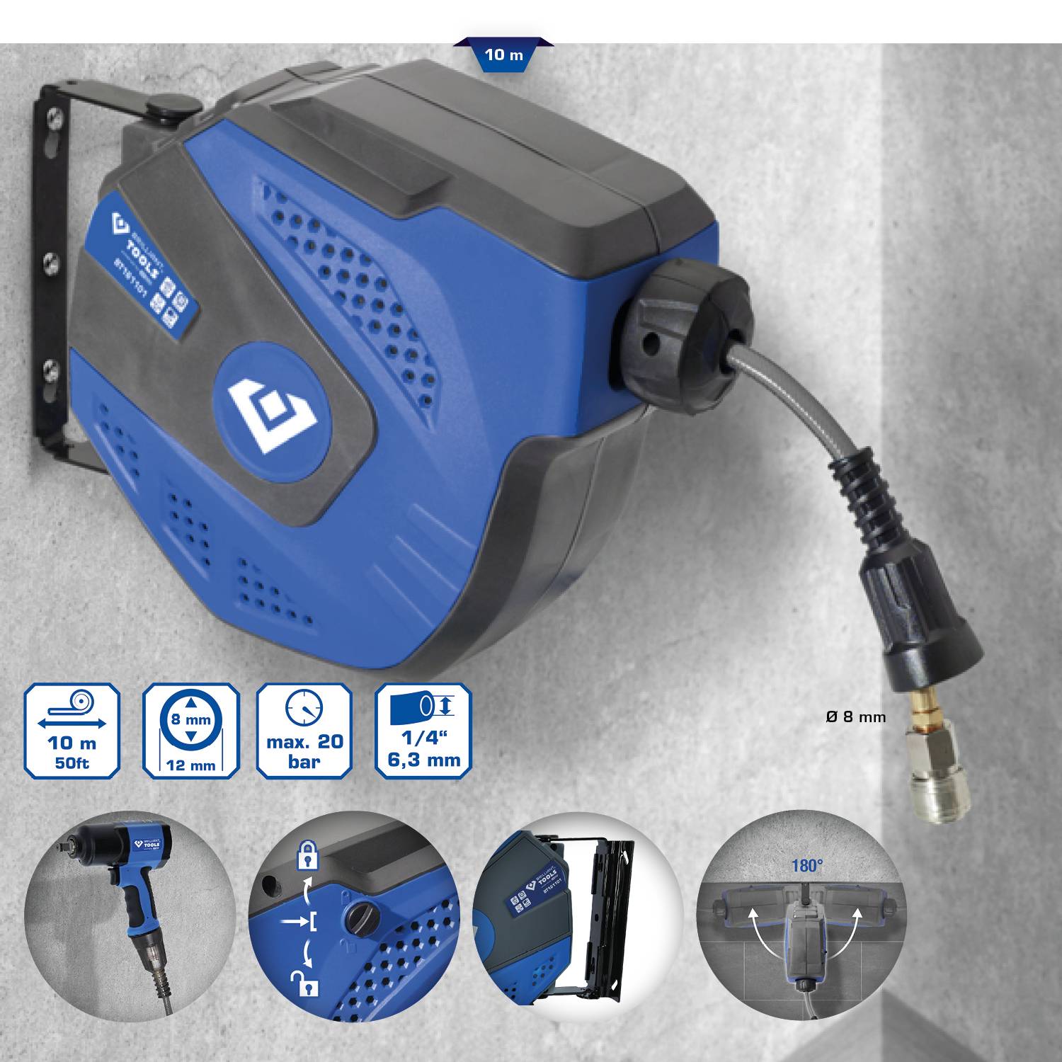 Brilliant Tools BT161101 Druckluft-Schlauch 10m 20 bar