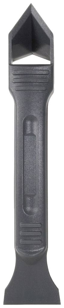 Ein schwarzes, spitzes Werkzeug aus Kunststoff mit ergonomischem Griff. Könnte für das Öffnen oder Abhebeln verwendet werden.