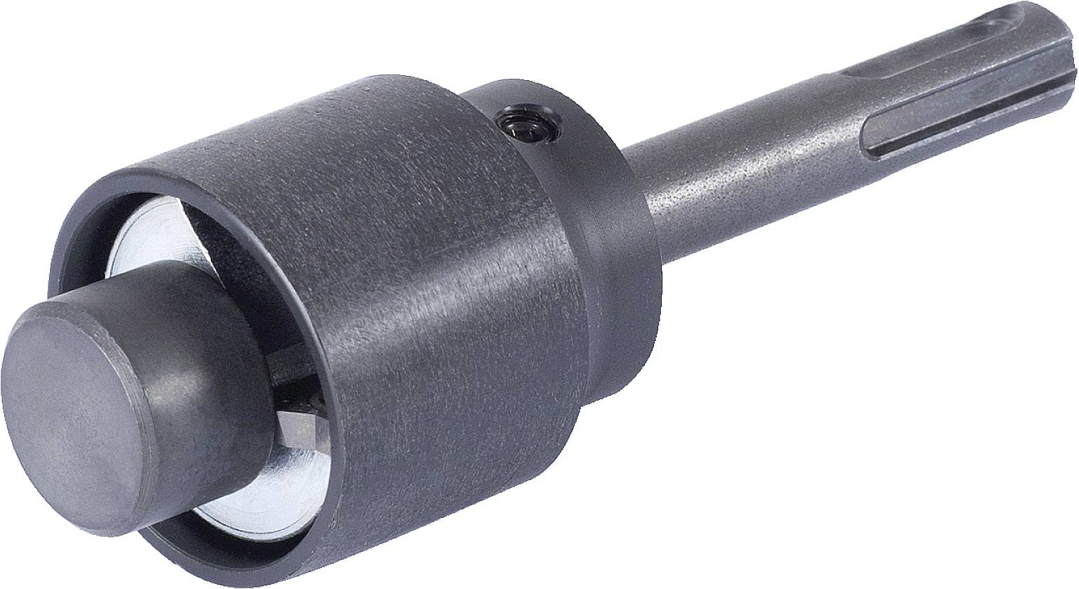 Ein SDS-Plus-Bohradapter aus Metall. Er wird verwendet, um Kernbohrkronen in Bohrmaschinen für präzises Bohren zu befestigen.