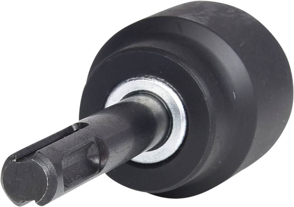 Aufsatz für einen Bohrer mit SDS-Plus-Schaft, geeignet zum Bohren in Beton oder Stein. Dunkles Gehäuse, zylindrische Form.