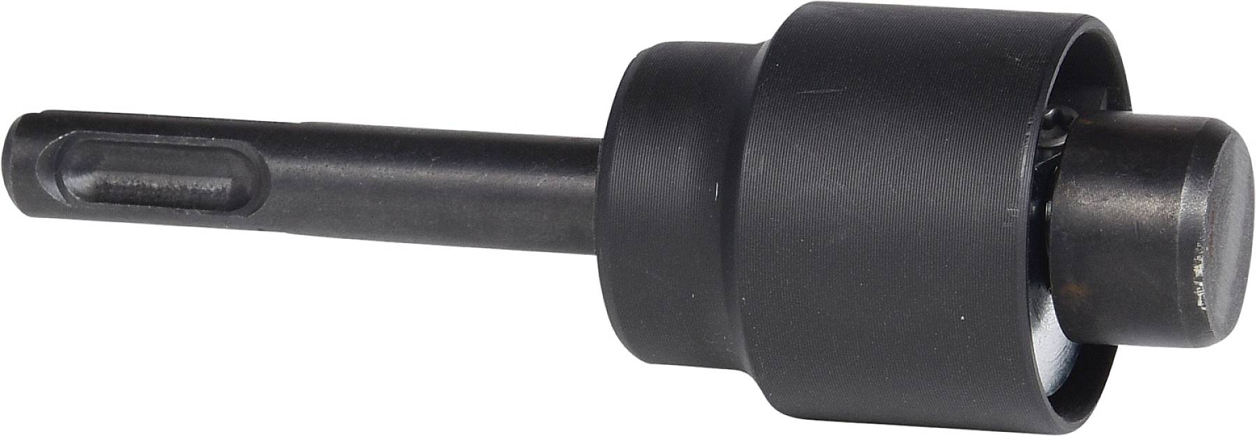 Ein schwarzer Bohrhammeradapter mit SDS-plus-Schaft für den Anschluss verschiedener Werkzeuge.