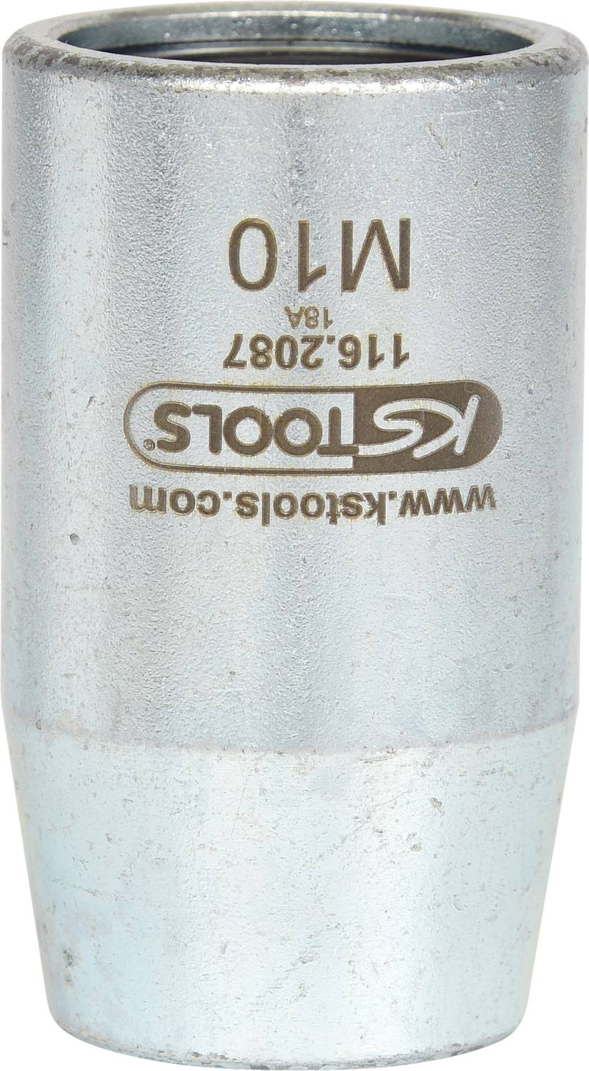 Metallischer Steckschlüssel-Aufsatz mit der Aufschrift 'M10'. Enthält die KStools Webseite und die Referenznummer '116.2087'.