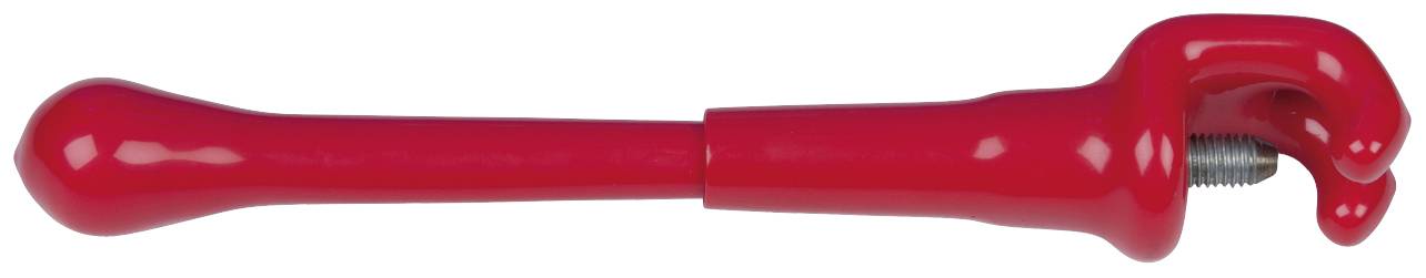 Ein roter Schraubenschlüssel mit ergonomischem Griff, geeignet für Sanitärarbeiten.