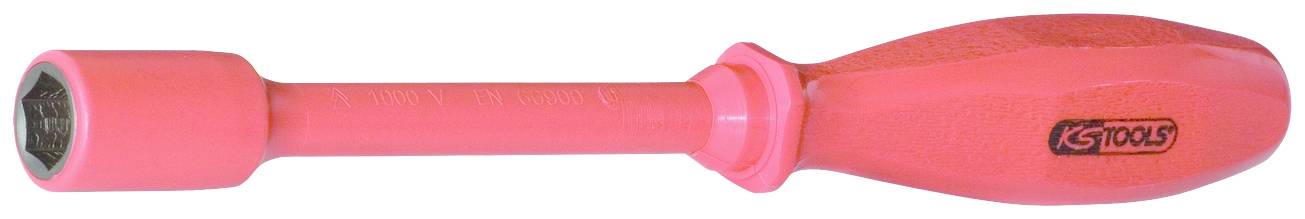 Ein pinkfarbener Schraubenzieher mit einem sechseckigen Kopf und einem ergonomisch geformten Griff.