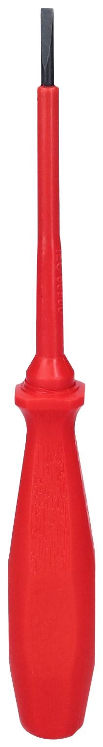 Roter Schraubenzieher mit flacher Spitze.