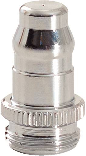 Ein silbernes Schraubventil aus Metall, möglicherweise für den Einsatz in pneumatischen oder hydraulischen Systemen geeignet.