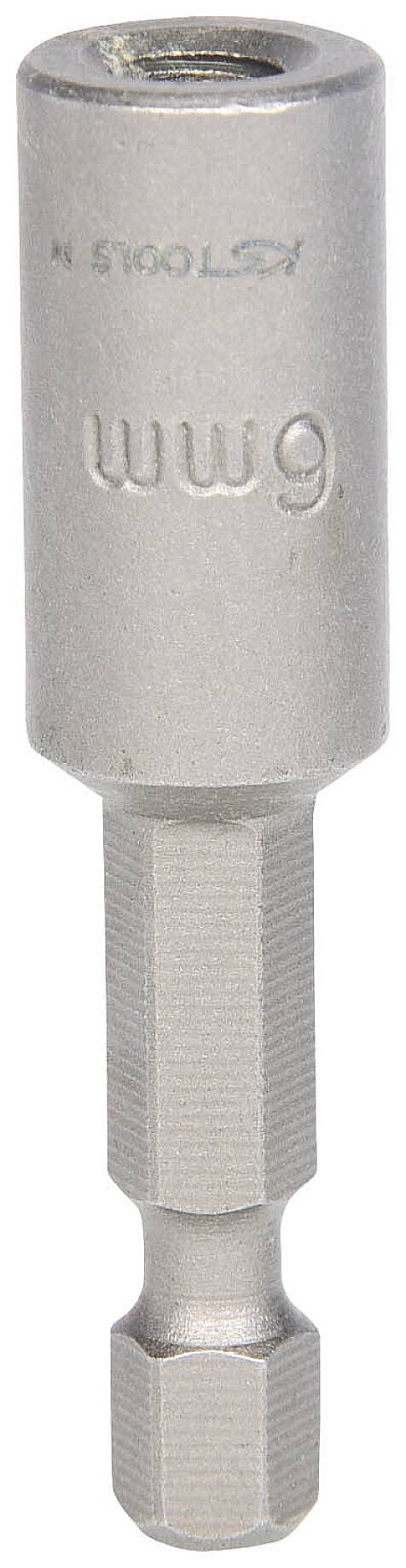 Sechskant-Schraubendrehereinsatz, Größe 6 mm, gefertigt aus Metall, zeigt Herstelleraufdruck. Verwendet für Schraubverbindungen.