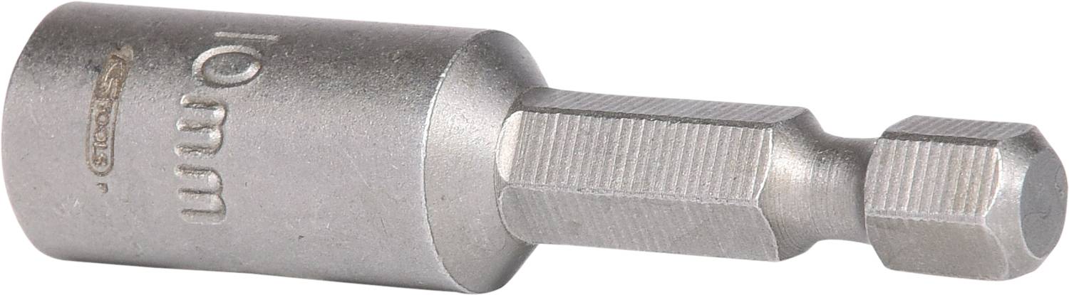 Metall-Bitadapter, sechskant, mit '10 mm' Gravur, für Schraubendreher oder Bohrmaschinen.