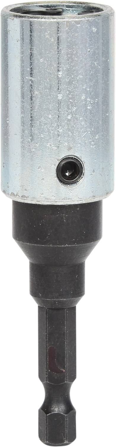 Bithalter mit magnetischer Aufnahme, geeignet für Schraubendreher. Hauptfarbe: Silber mit schwarzen Details. Ideal für Heimwerken.