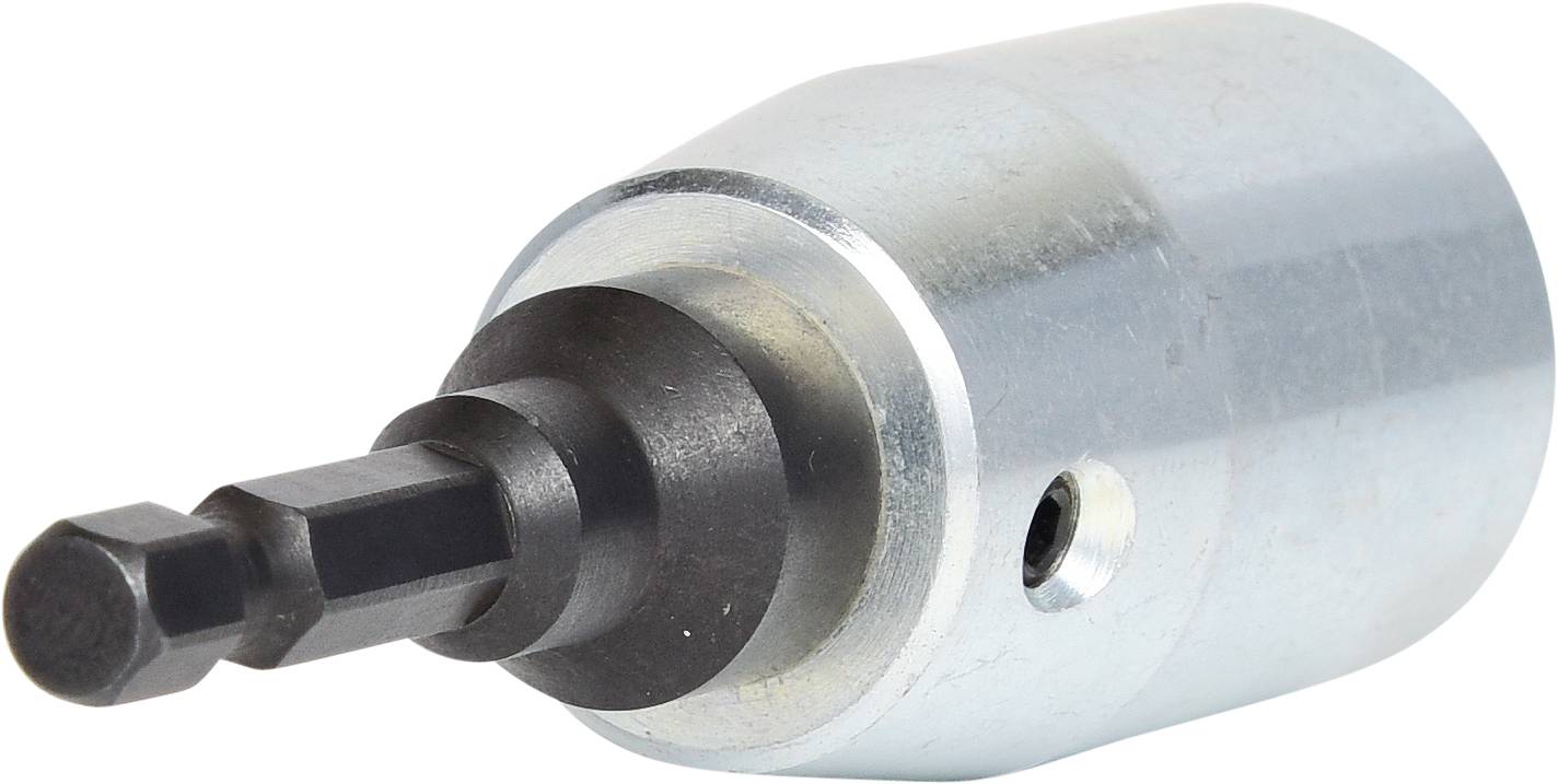 Metallbohrsenker in zylindrischer Form mit sechseckigem Schaft und Bohrung an der Seite, zur Herstellung von Senkbohrungen.