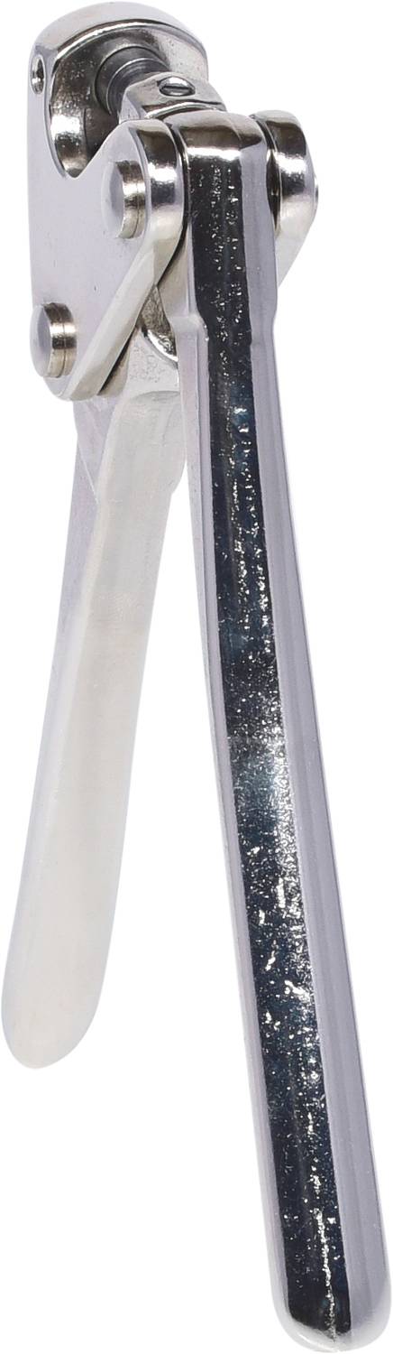 Ein silberner Nagelknipser aus Metall, stehend mit offenen Schneideflügeln, vor weißem Hintergrund. Ideal für die persönliche Nagelpflege.