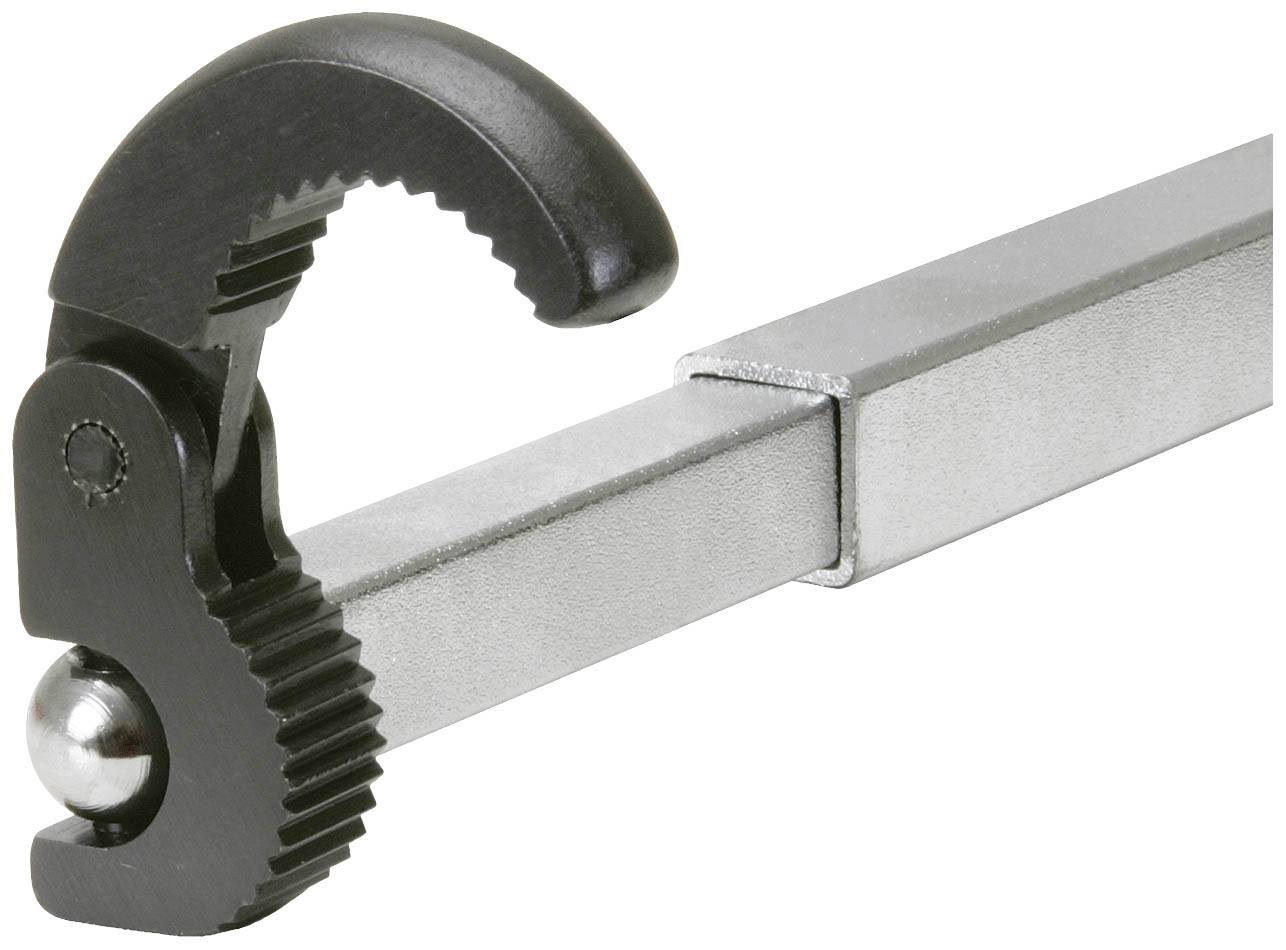 Metallstange mit einem einstellbaren Greifarm, der einen runden Gegenstand halten kann.