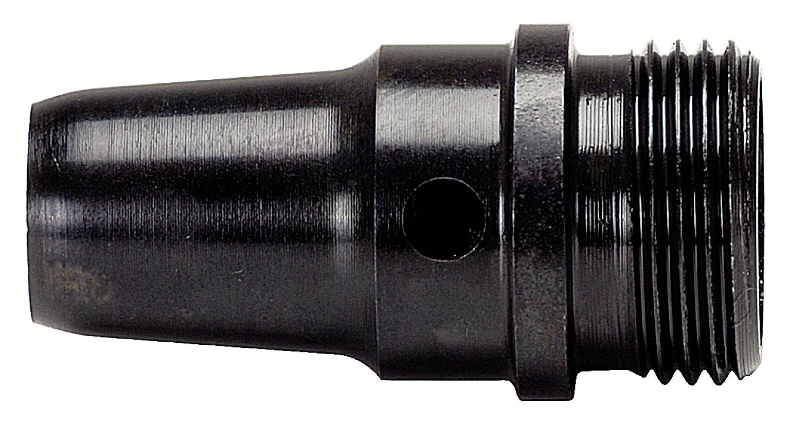 Metalladapter mit Gewinde und glatter Oberfläche. Verwendet zur Verbindung von Rohren in industriellen Anwendungen.
