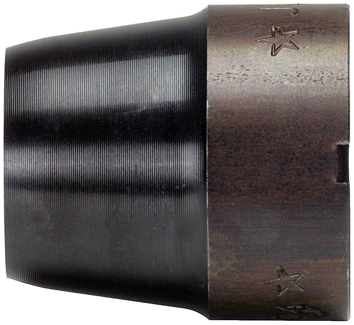 Schwarzes Mundstück für ein Blasinstrument aus Holz und Kunststoff, mit Sternen-Details an der Seite.