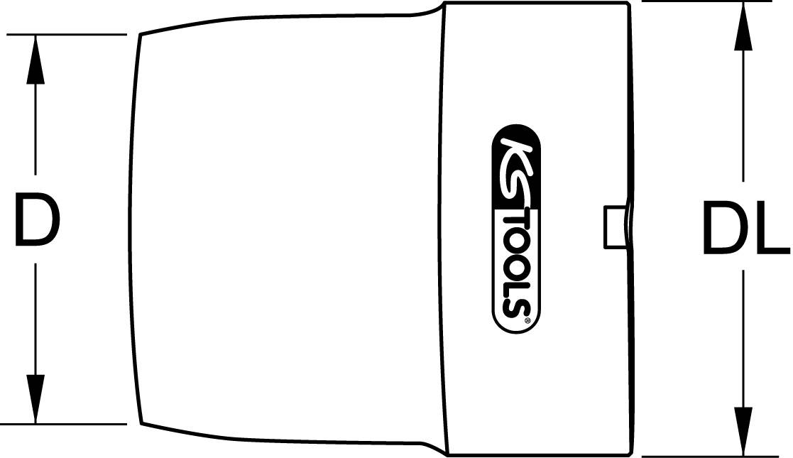 'KS Tools'-Steckschlüssel-Abbildung mit D- und DL-Maßen für den Durchmesser.