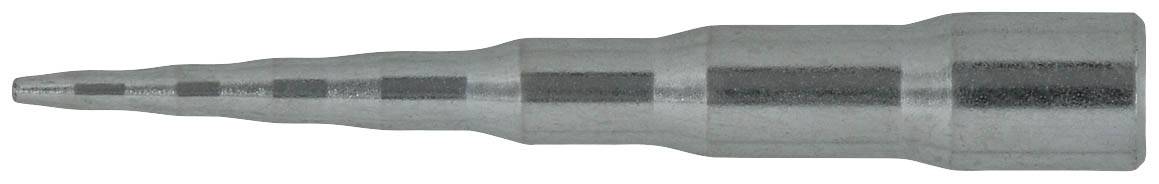 Ein silberner Stufenbohrer mit mehreren abgestuften Schneidkanten zur Anpassung an verschiedene Lochgrößen bei der Metallbearbeitung.