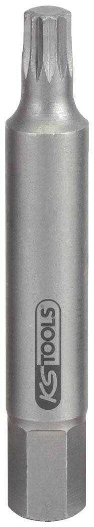 Metallischer Schraubendreher-Bit in zylindrischer Form mit sechseckiger Basis, geprägt mit 'KS Tools'-Logo auf der Seite.