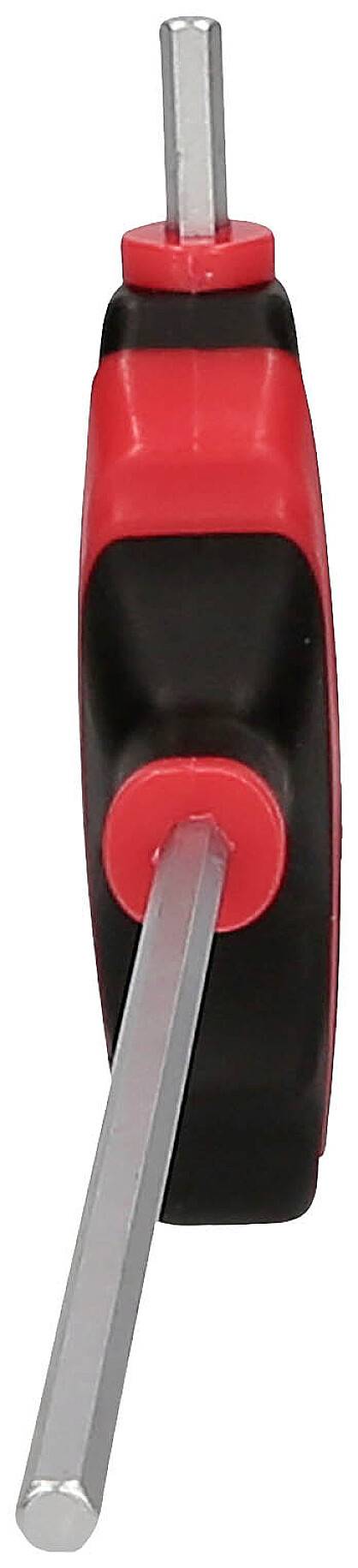 Sechskantschlüssel mit Kunststoffgriff in Schwarz und Rot, zeigt zwei verschiedene Größen an den Enden.