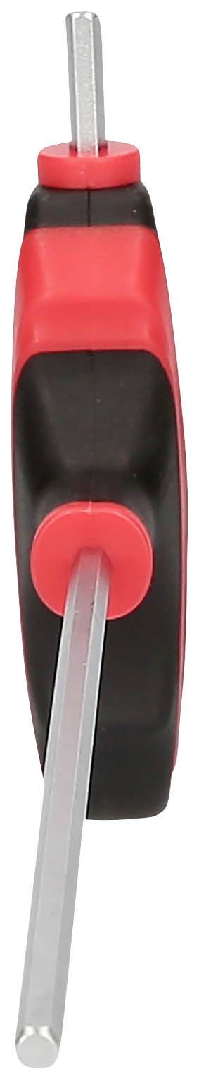 Inbus-Schlüssel mit rotem und schwarzem Griff, horizontale Ausrichtung.