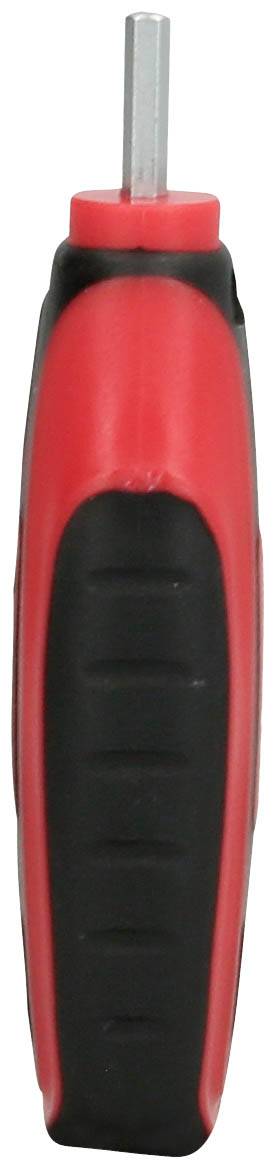 Rot-Schwarz-Schraubendreher mit rutschfestem Griff und sechseckiger Spitze, vertikal ausgerichtet.