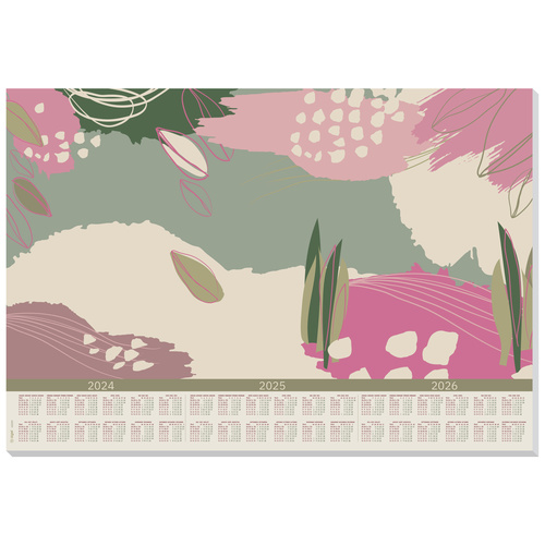 Sigel HO309 Schreibunterlage Abstract Leaves 3-Jahreskalender Pink, Rosa, Grün (B x H) 59.5 cm x 41
