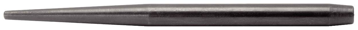 Ein schwarzer Metallstift mit einer konischen Spitze, ähnlich einem Körner, liegt horizontal.