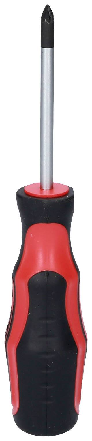 Kreuzschlitz-Schraubendreher mit schwarzem und rotem Griff.