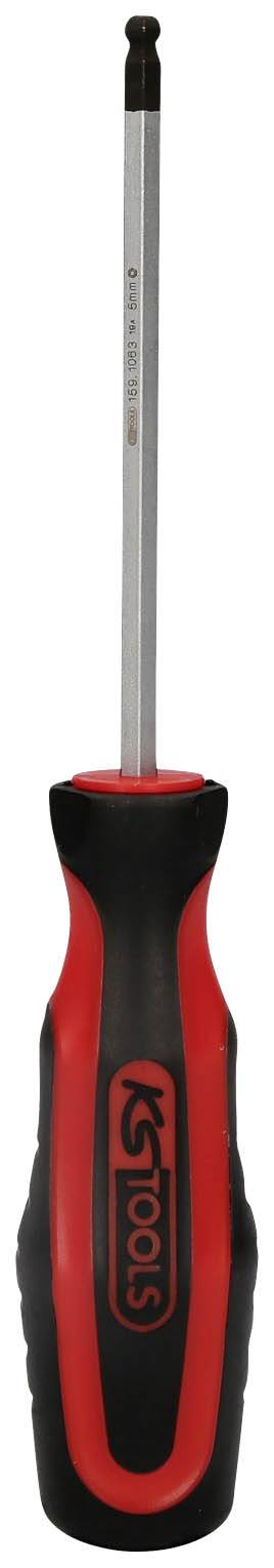 Ein rot-schwarzer Schraubendreher mit rutschfestem Griff und einem PZ-Kopf aus Metall, geeignet für handwerkliche Arbeiten.