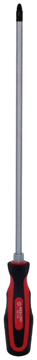 Ein langer Schraubendreher mit schwarz-rotem, ergonomischem Griff.