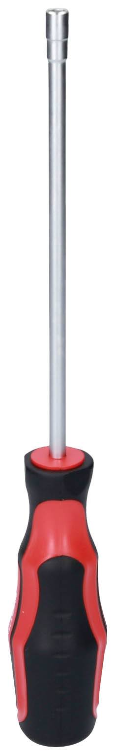 Schraubendreher mit schwarzem Griff und roten Akzenten.