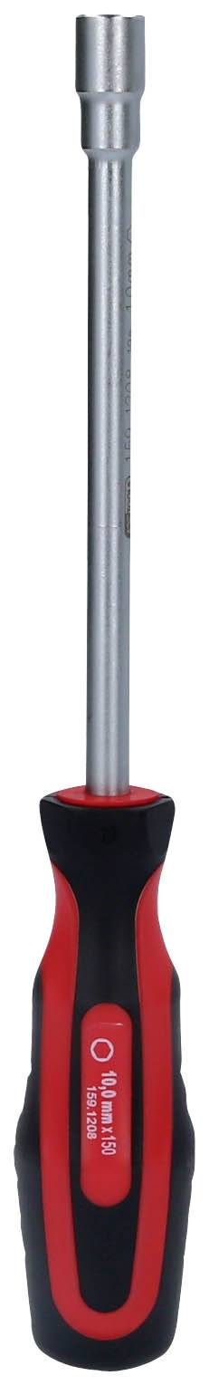 Schraubendreher mit rotem und schwarzem Griff, geeignet für Arbeiten mit Schrauben.