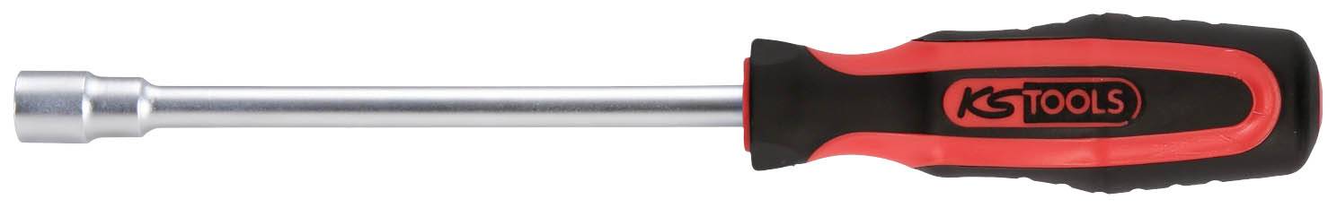 Steckschlüssel mit rotem und schwarzem Griff, geeignet für das Anziehen oder Lösen von Schrauben und Muttern.