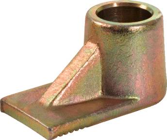 Metallischer Flügelzapfen in Bronzeoptik mit einer zylindrischen Öffnung und einem flachen, trapezförmigen Sockel.