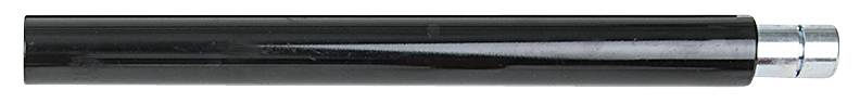 Schwarzes und silbernes Metallrohr, horizontal ausgerichtet. Hauptsächlich glatt und glänzend.