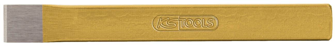 Ein gelber Meißel mit metallener Spitze und dem Aufdruck 'KS TOOLS' auf der Seite, vor weißem Hintergrund.