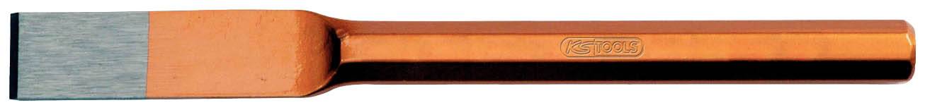 Ein orangefarbener Meißel mit rechteckiger Schneide, geeignet zum Entfernen von Materialien oder Bearbeiten von Oberflächen.