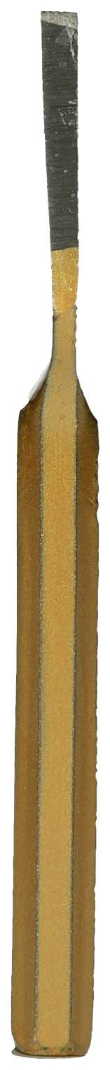 Abbildung eines Kricketschlägers mit einem langen Griff und einem breiten, flachen Holzblatt in natürlichen Holztönen.