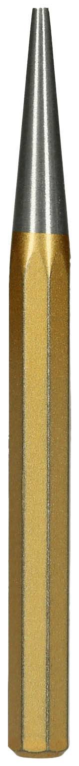 Langgeschoss mit spitzer, metallischer Spitze und etwas breiterem, zylindrischem Körper in Messingoptik.